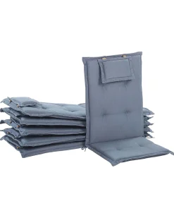 Ulkokalusteet<Beliani Puutarhatuoli Akasiapuu Tumma Puu/Sininen 6 Kpl Toscana