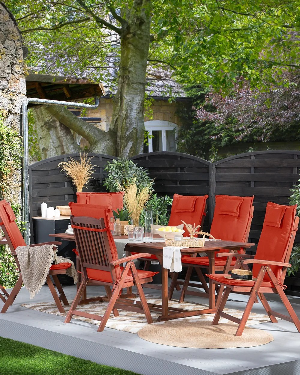 Ulkokalusteet<Beliani Puutarhatuoli Akasiapuu Tumma Puu/Tummanpunainen 6 Kpl Toscana