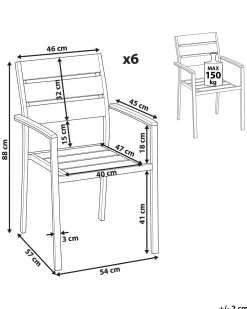 Discount Beliani Puutarhatuoli Alumiini Musta 6 Kpl Vernio