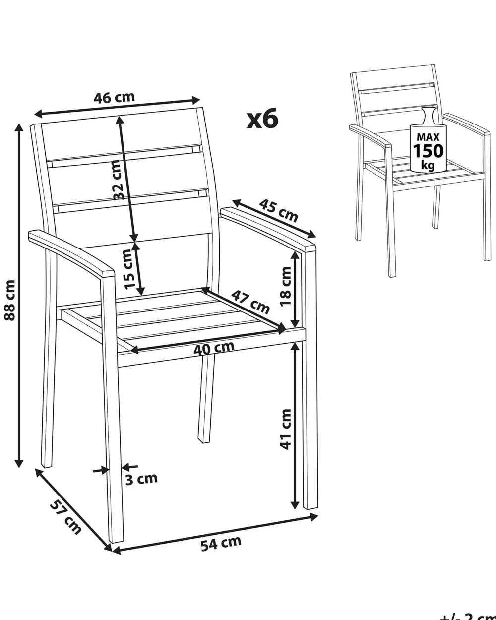 Discount Beliani Puutarhatuoli Alumiini Musta 6 Kpl Vernio