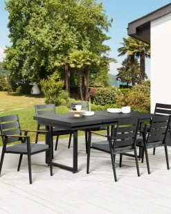 Outlet Beliani Puutarhatuoli Alumiini Musta 6 Kpl Taviano