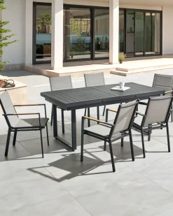 Ulkokalusteet<Beliani Puutarhatuoli Alumiini Musta 6 Kpl Busseto