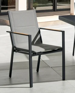 Ulkokalusteet<Beliani Puutarhatuoli Alumiini Musta 6 Kpl Busseto