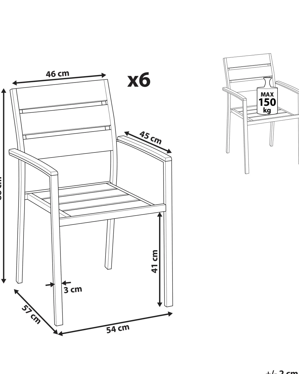Best Beliani Puutarhatuoli Alumiini Valkoinen 6 Kpl Vernio