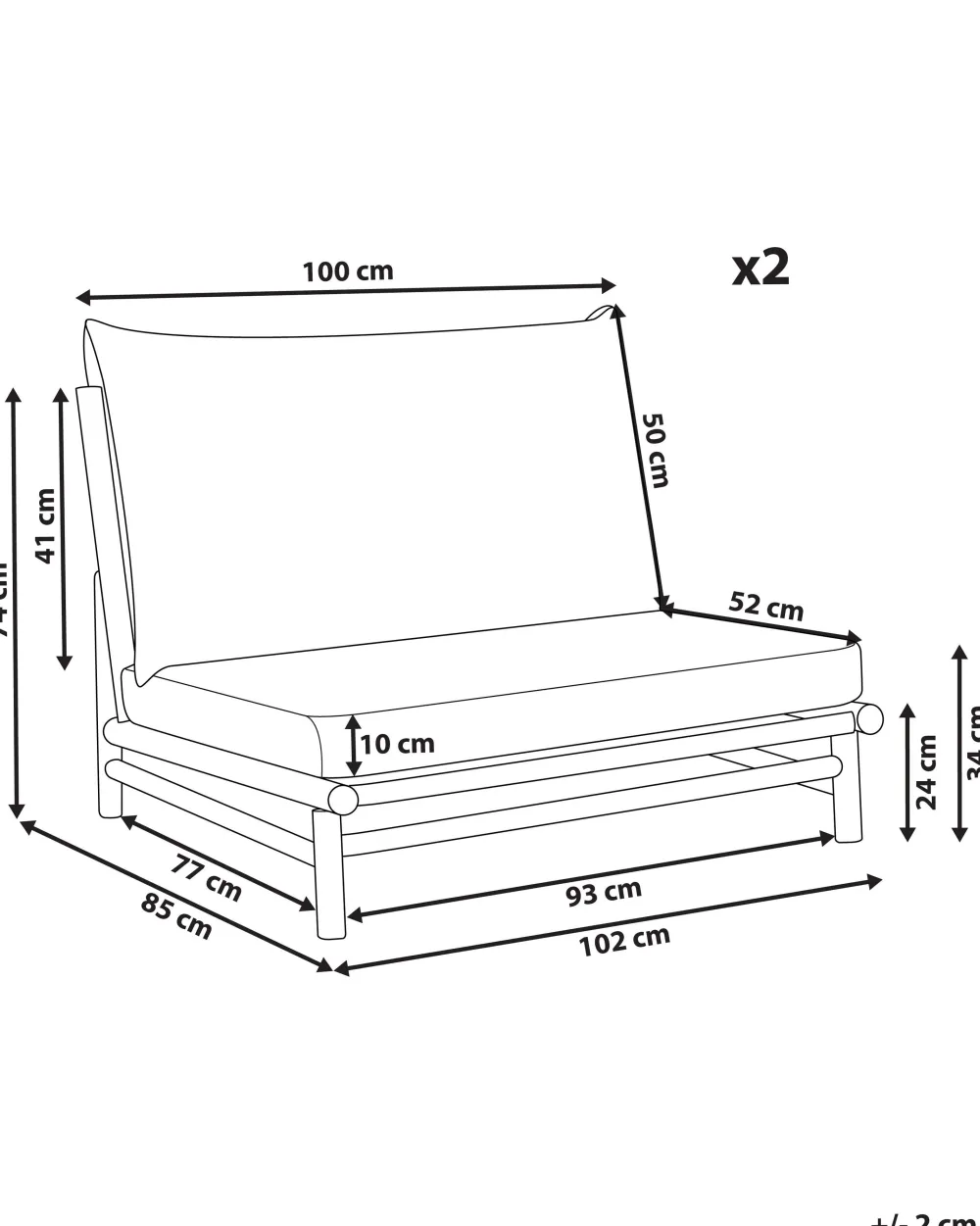 Cheap Beliani Puutarhatuoli Bambu Vaalea Puu/Ruskeanharmaa 2 Kpl Todi