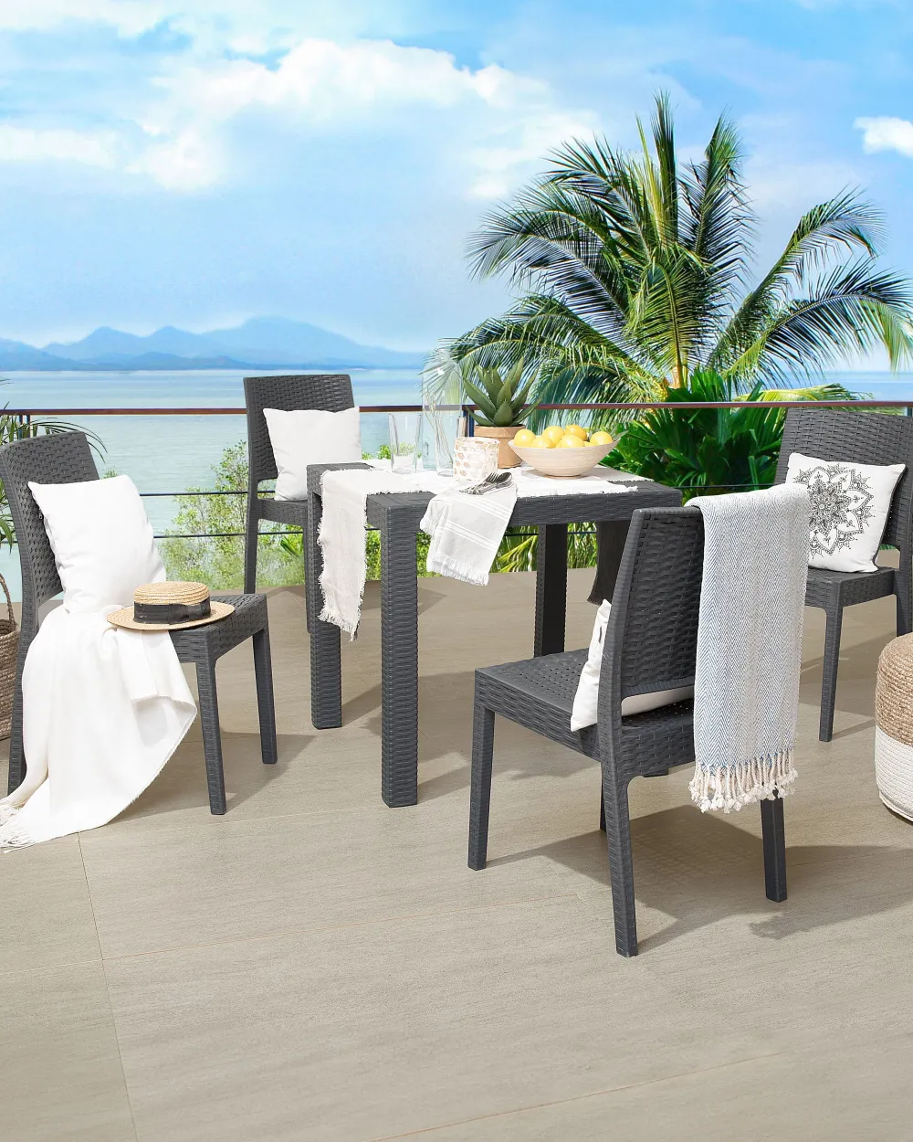 Ulkokalusteet<Beliani Puutarhatuoli Grafiitinharmaa 4 Kpl Fossano