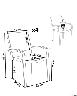 Ulkokalusteet<Beliani Puutarhatuoli Harmaa 4Kpl Pereta