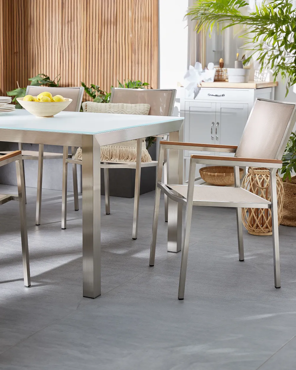 Discount Beliani Puutarhatuoli Kangas Beige 2 Kpl Grosseto