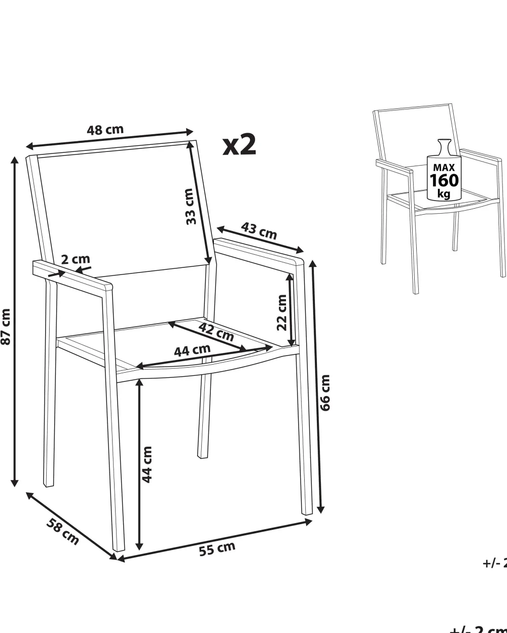 Discount Beliani Puutarhatuoli Kangas Beige 2 Kpl Grosseto