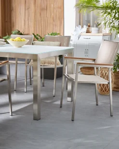 Ulkokalusteet<Beliani Puutarhatuoli Kangas Beige 6 Kpl Grosseto