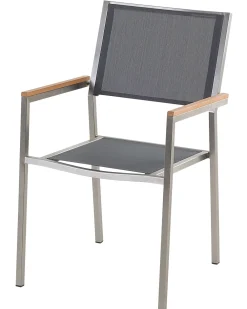 Tuolit<Beliani Puutarhatuoli Kangas Harmaa 2 Kpl Grosseto