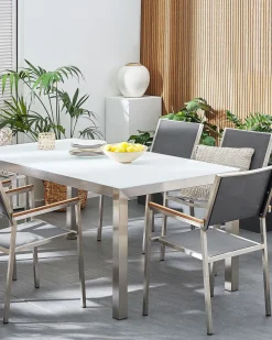 Ulkokalusteet<Beliani Puutarhatuoli Kangas Harmaa 6 Kpl Grosseto