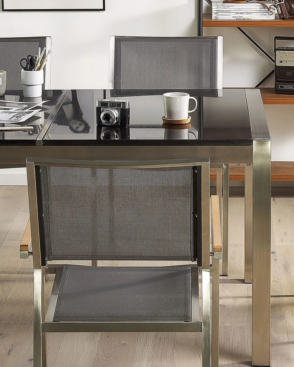 Ulkokalusteet<Beliani Puutarhatuoli Kangas Harmaa 6 Kpl Grosseto