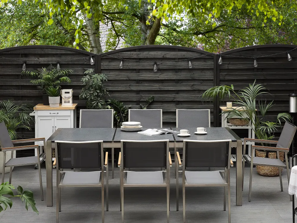 Tuolit<Beliani Puutarhatuoli Kangas Musta 6 Kpl Grosseto