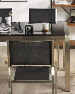 Tuolit<Beliani Puutarhatuoli Kangas Musta 6 Kpl Grosseto