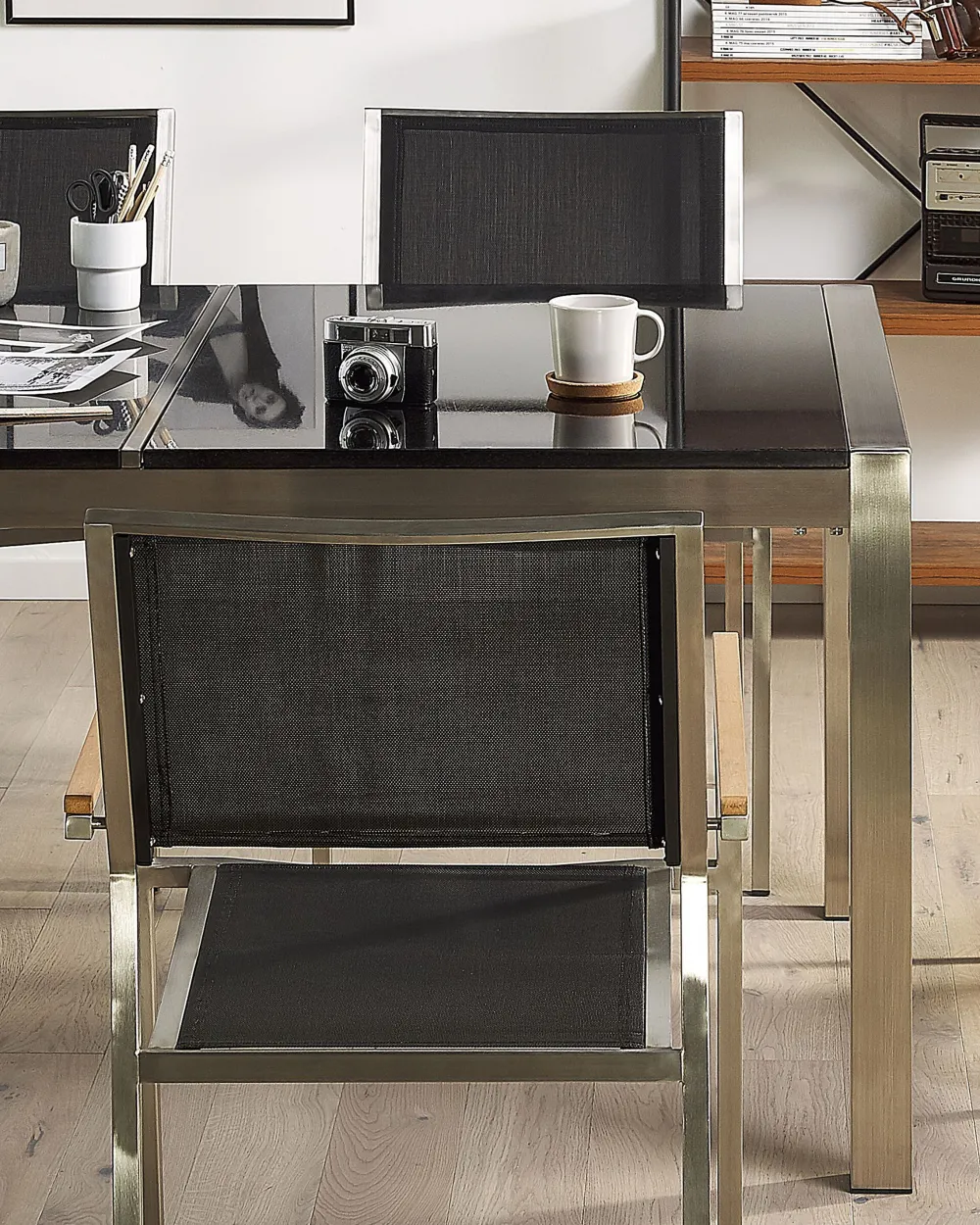 Tuolit<Beliani Puutarhatuoli Kangas Musta 6 Kpl Grosseto