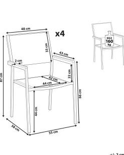 Tuolit<Beliani Puutarhatuoli Kangas Valkoinen 4 Kpl Grosseto