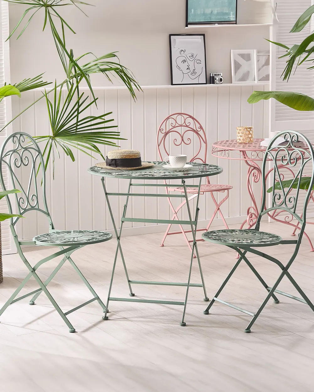 Ulkokalusteet<Beliani Puutarhatuoli Metalli Vihrea 2 Kpl Trento