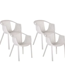 Outlet Beliani Puutarhatuoli Muovi Beige 4 Kpl Napoli