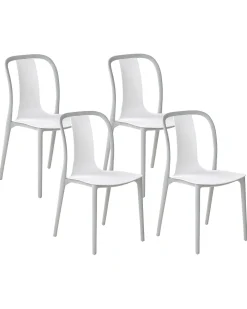 New Beliani Puutarhatuoli Muovi Valkoinen/Harmaa 4 Kpl Spezia