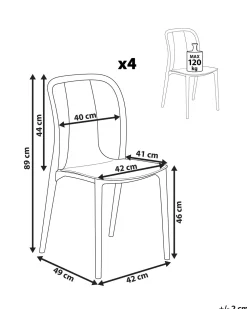 New Beliani Puutarhatuoli Muovi Valkoinen/Harmaa 4 Kpl Spezia