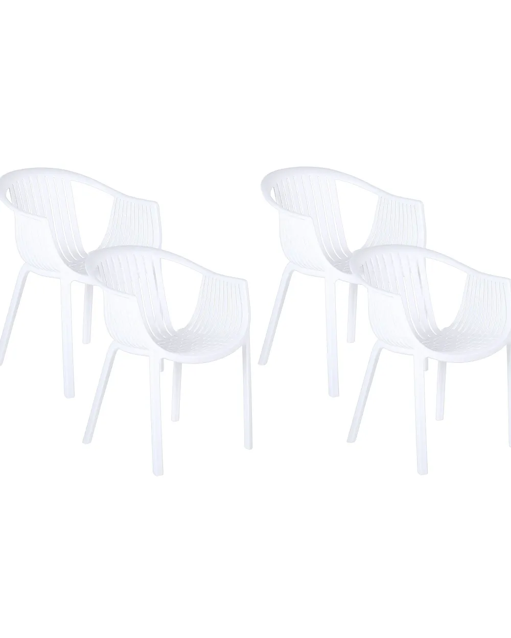 Ulkokalusteet<Beliani Puutarhatuoli Muovi Valkoinen 4 Kpl Napoli