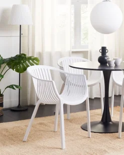 Ulkokalusteet<Beliani Puutarhatuoli Muovi Valkoinen 4 Kpl Napoli