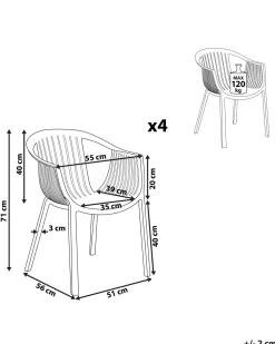 Ulkokalusteet<Beliani Puutarhatuoli Muovi Valkoinen 4 Kpl Napoli