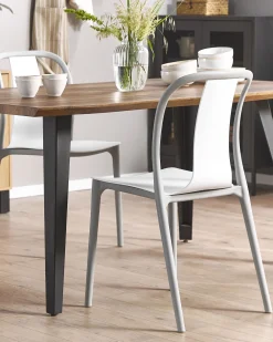 Hot Beliani Puutarhatuoli Muovi Valkoinen/Harmaa 2 Kpl Spezia