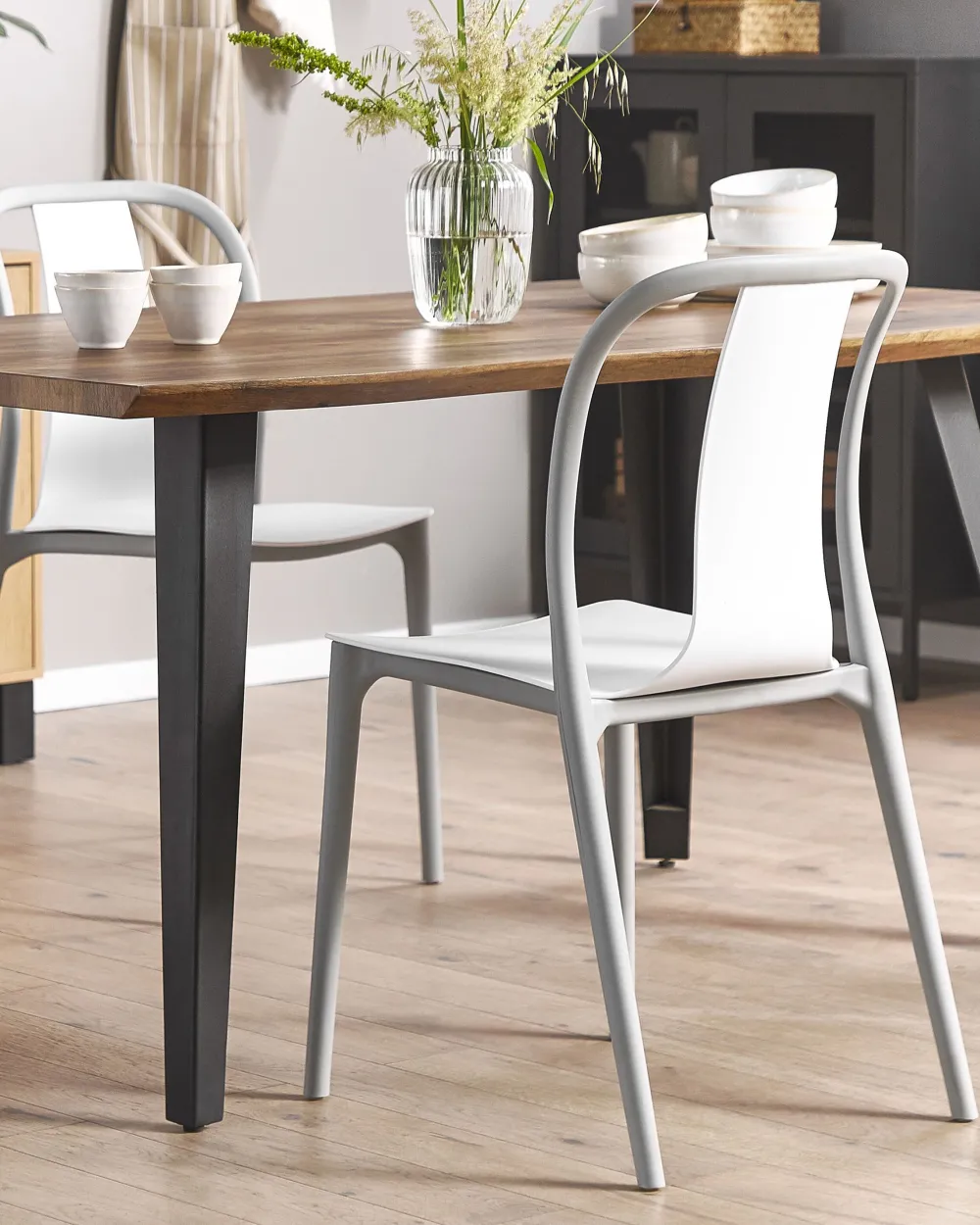 Hot Beliani Puutarhatuoli Muovi Valkoinen/Harmaa 2 Kpl Spezia