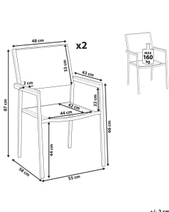 Store Beliani Puutarhatuoli Polyrottinki Musta 2 Kpl Grosseto