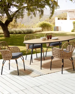 Ulkokalusteet<Beliani Puutarhatuoli Polyrottinki Luonnonvari/Harmaa 4 Kpl Pratello