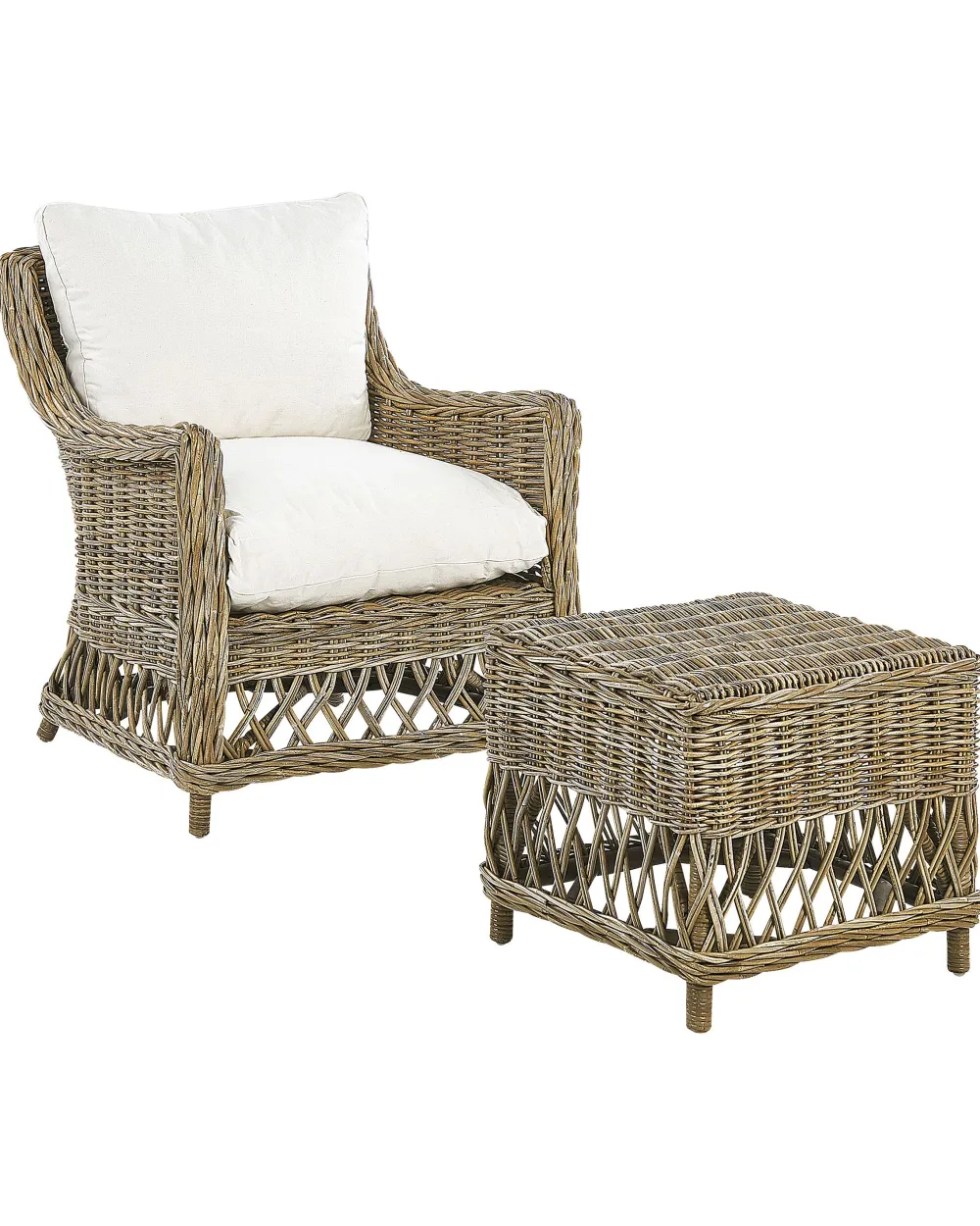 Ulkokalusteet<Beliani Puutarhatuoli Rahilla Rottinki Luonnonvari 2 Kpl Ribolla