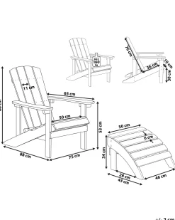 Ulkokalusteet<Beliani Puutarhatuoli Rahilla Vaaleanharmaa Adirondack