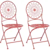 Ulkokalusteet<Beliani Puutarhatuoli Rauta Punainen 2 Kpl Scario