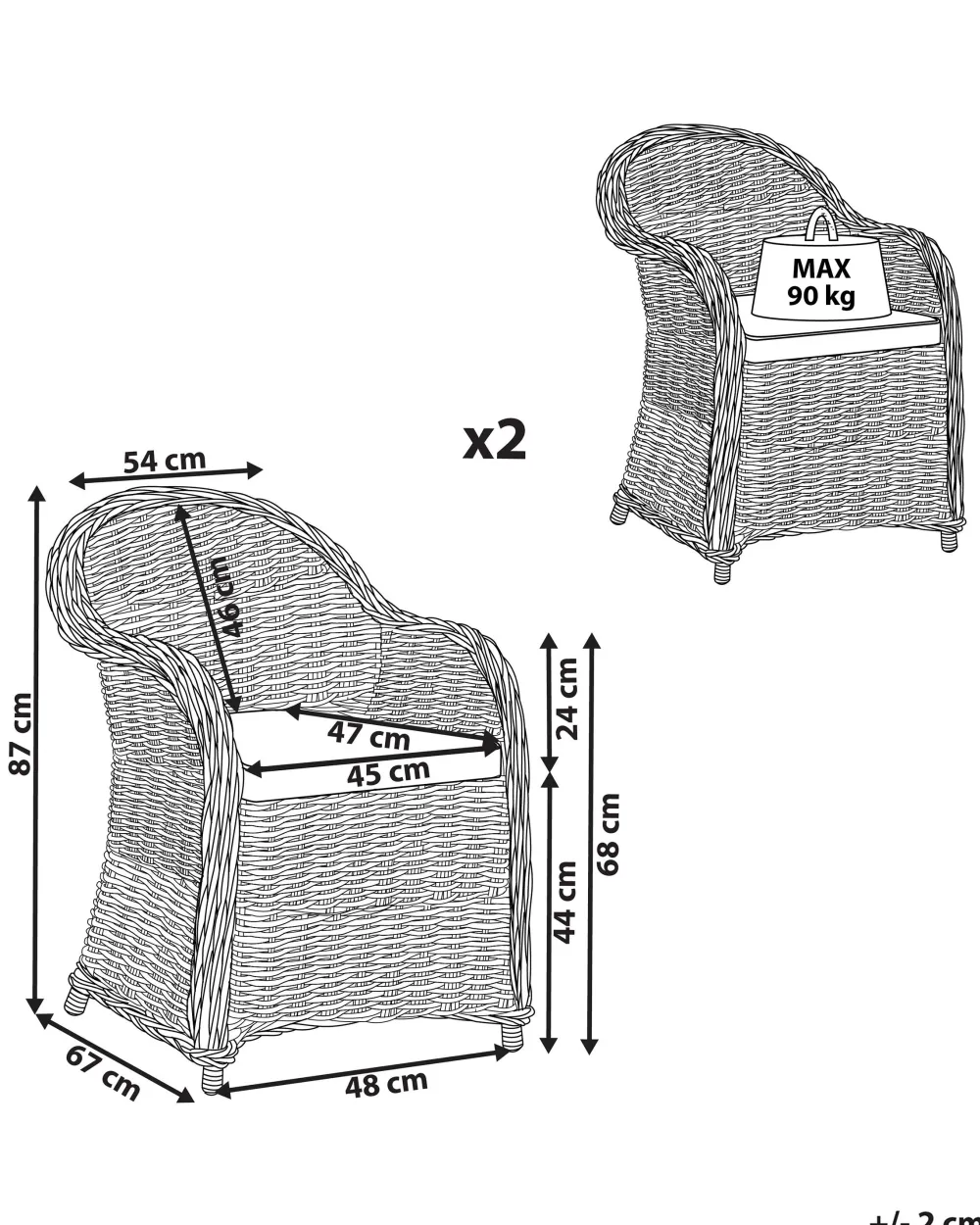 Best Sale Beliani Puutarhatuoli Rottinki Luonnonvari 2 Kpl Susua