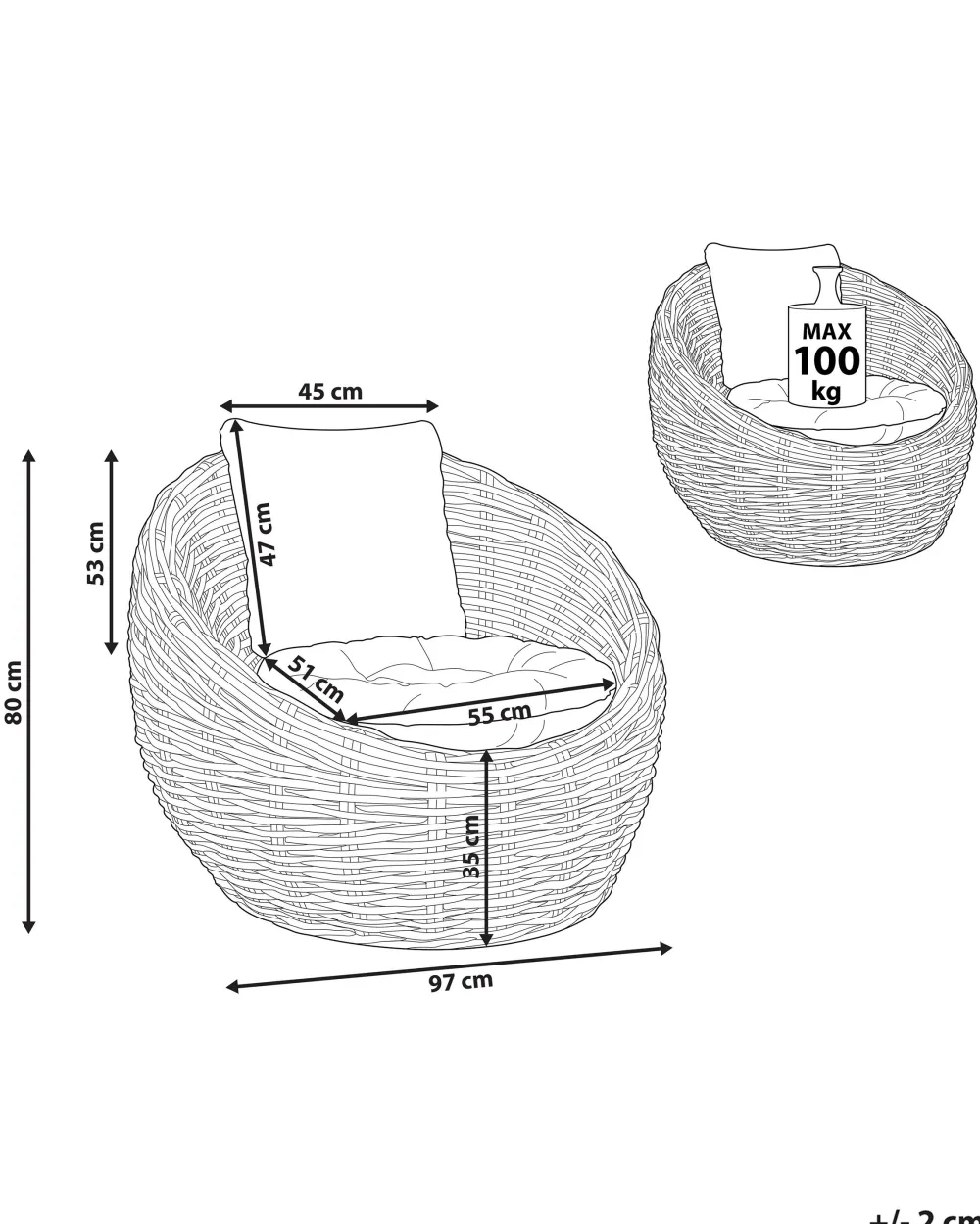 Tuolit<Beliani Puutarhatuoli Rottinki Musta Lerici