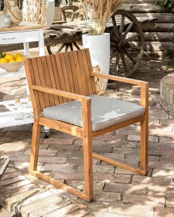 Clearance Beliani Puutarhatuoli Ruskeanharmaalla Pehmusteella 8Kpl Sassari