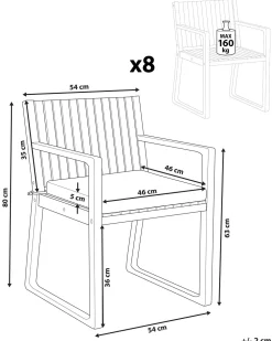 Clearance Beliani Puutarhatuoli Ruskeanharmaalla Pehmusteella 8Kpl Sassari