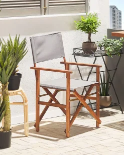 Clearance Beliani Puutarhatuoli Tumma Akasiapuu Vaihtokangas 2 Kpl Harmaa/Lehtikuvio 2 Kpl Cine