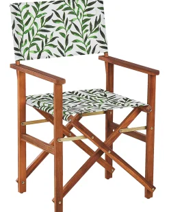 Clearance Beliani Puutarhatuoli Tumma Akasiapuu Vaihtokangas 2 Kpl Harmaa/Lehtikuvio 2 Kpl Cine