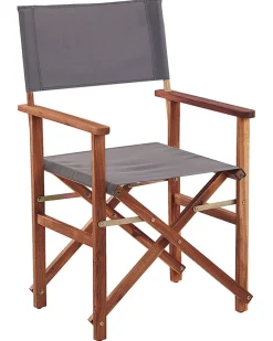 Clearance Beliani Puutarhatuoli Tumma Akasiapuu Vaihtokangas 2 Kpl Harmaa/Lehtikuvio 2 Kpl Cine