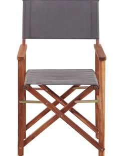 Clearance Beliani Puutarhatuoli Tumma Akasiapuu Vaihtokangas 2 Kpl Harmaa/Lehtikuvio 2 Kpl Cine