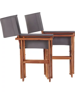 Clearance Beliani Puutarhatuoli Tumma Akasiapuu Vaihtokangas 2 Kpl Harmaa/Lehtikuvio 2 Kpl Cine