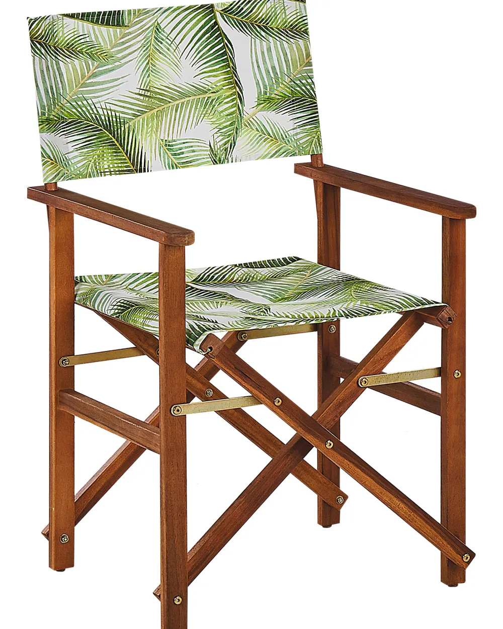 Ulkokalusteet<Beliani Puutarhatuoli Tumma Akasiapuu Vaihtokangas 2 Kpl Harmaa/Trooppinen Lehtikuvio 2 Kpl Cine