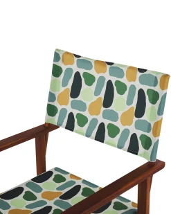 Ulkokalusteet<Beliani Puutarhatuoli Tumma Akasiapuu Vaihtokangas 2 Kpl Luonnonvalkoinen/Geometrininen Kuvio 2 Kpl Cine