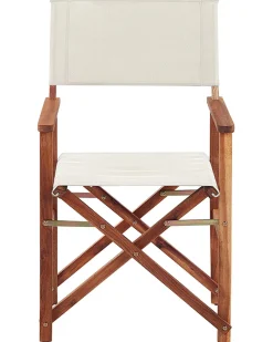 Ulkokalusteet<Beliani Puutarhatuoli Tumma Akasiapuu Vaihtokangas 2 Kpl Luonnonvalkoinen/Geometrininen Kuvio 2 Kpl Cine