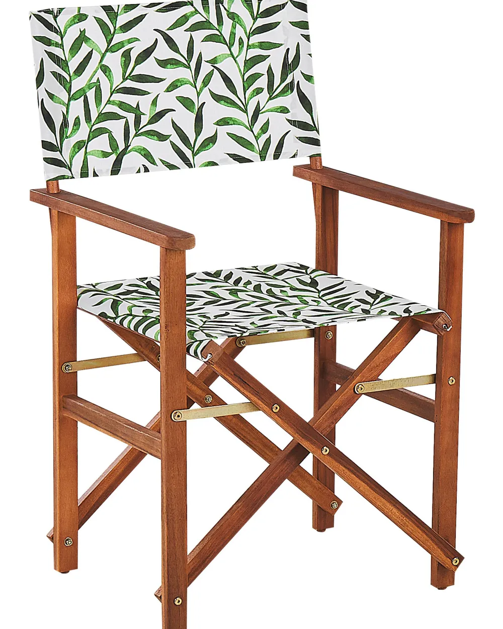 Ulkokalusteet<Beliani Puutarhatuoli Tumma Akasiapuu Vaihtokangas 2 Kpl Luonnonvalkoinen/Lehtikuosi 2 Kpl Cine