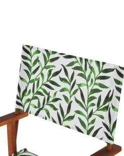 Ulkokalusteet<Beliani Puutarhatuoli Tumma Akasiapuu Vaihtokangas 2 Kpl Luonnonvalkoinen/Lehtikuosi 2 Kpl Cine