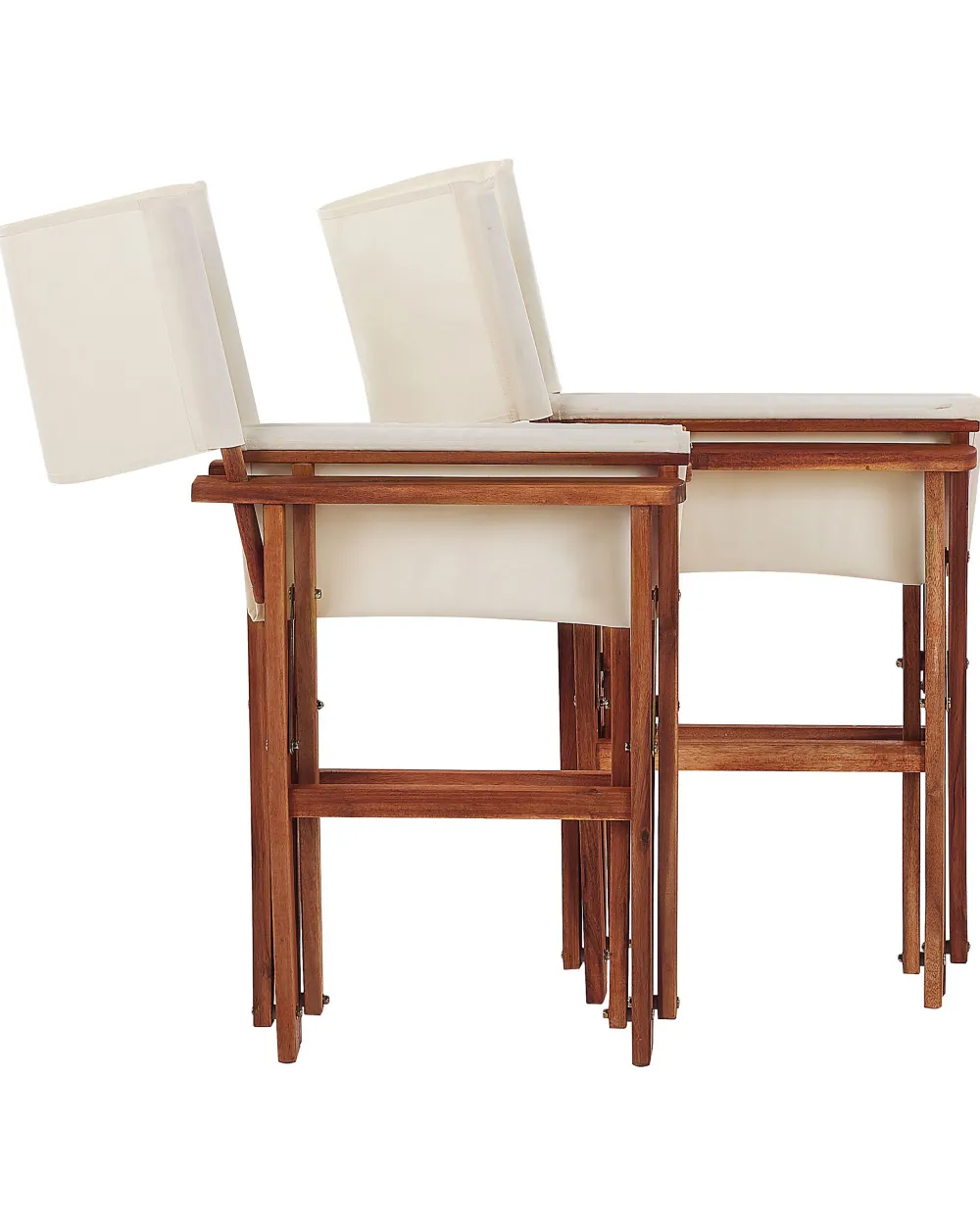 Ulkokalusteet<Beliani Puutarhatuoli Tumma Akasiapuu Vaihtokangas 2 Kpl Luonnonvalkoinen/Lehtikuosi 2 Kpl Cine